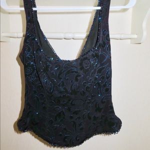 Caché Goth Blue Top with sparkling detail